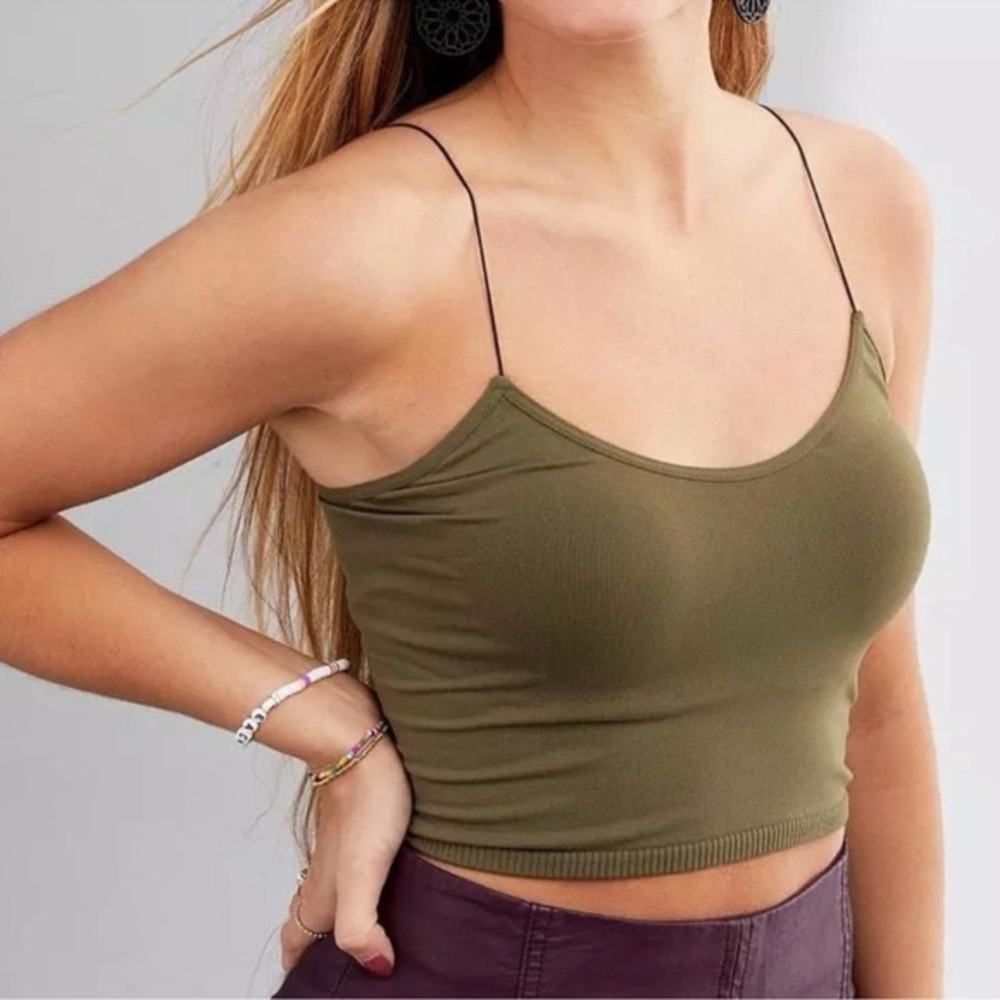 FREE PEOPLE Brami Tank Moss Olive Green Camisole Top M/L
